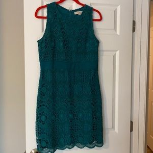 Loft Teal lace spring/summer dress. Size 8. In good condition!